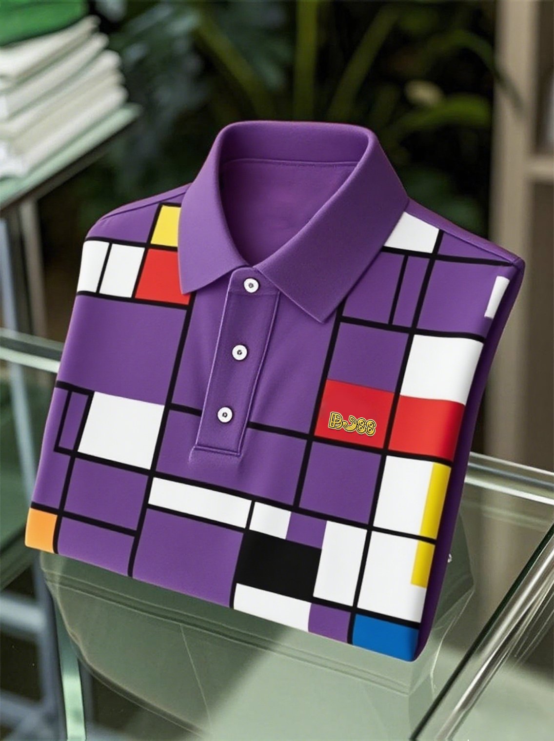 Camisa polo ejecutivo casual Art Button de manga corta para hombre