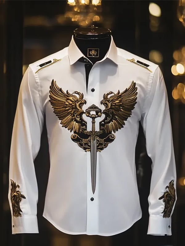 Camisa rayas estampado ejecutivo de manga larga para hombre