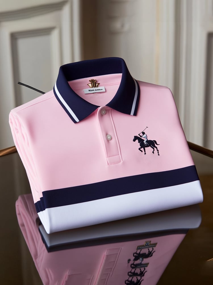 Camisa polo clásico ejecutivo Check Logo Button de manga corta para hombre