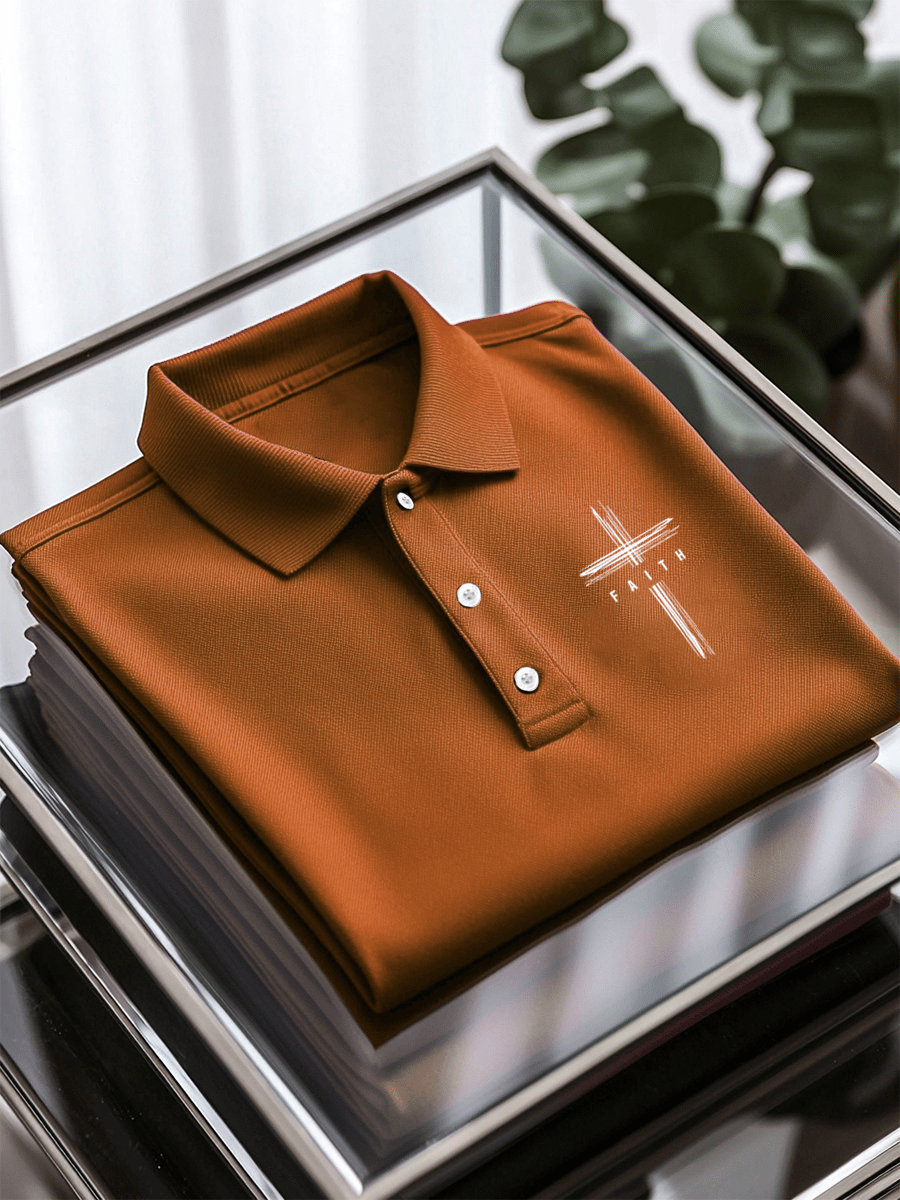 Camisa polo Faith estampado casual de manga corta para hombre