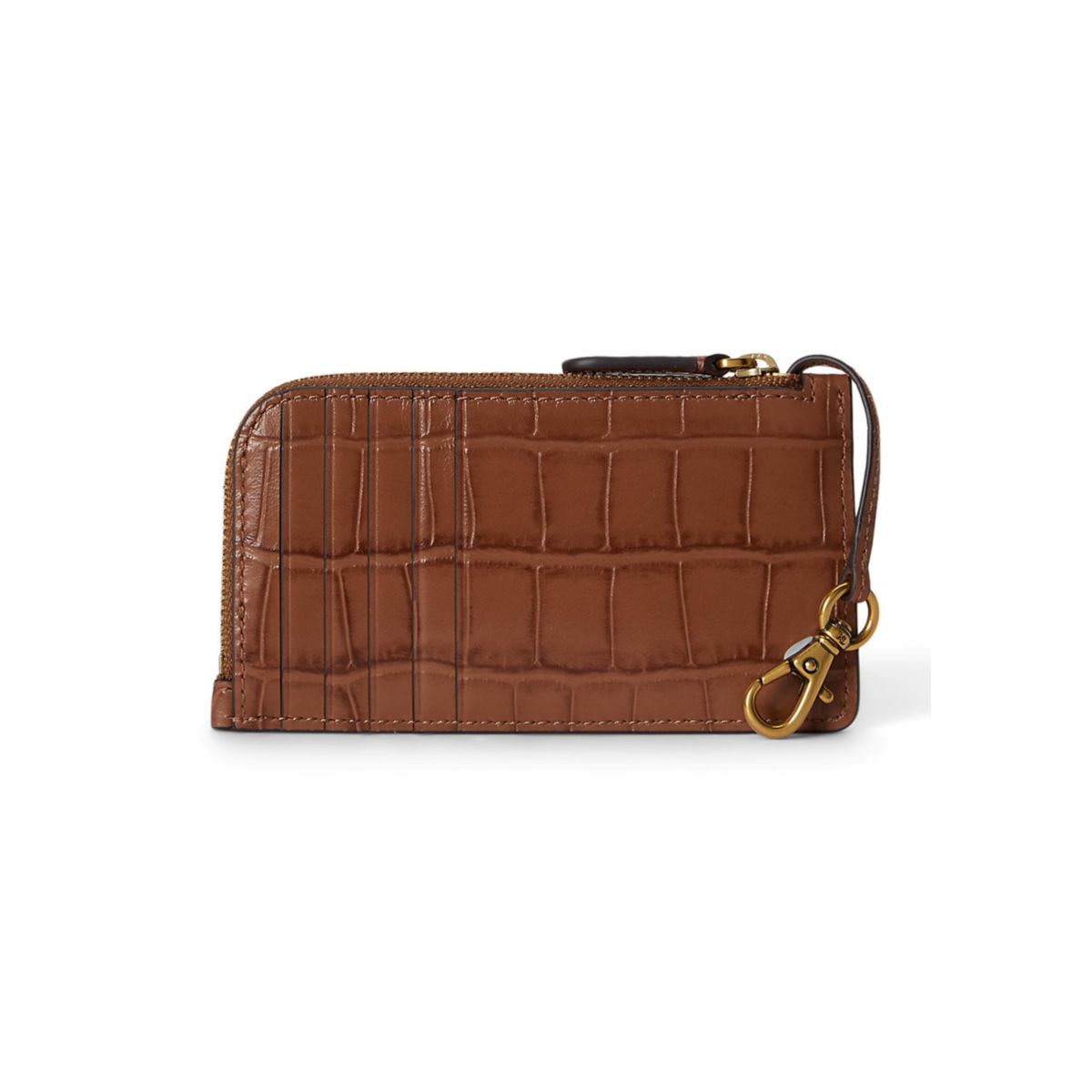 Croc-Embossed Leather L-Zip Card Case - 2