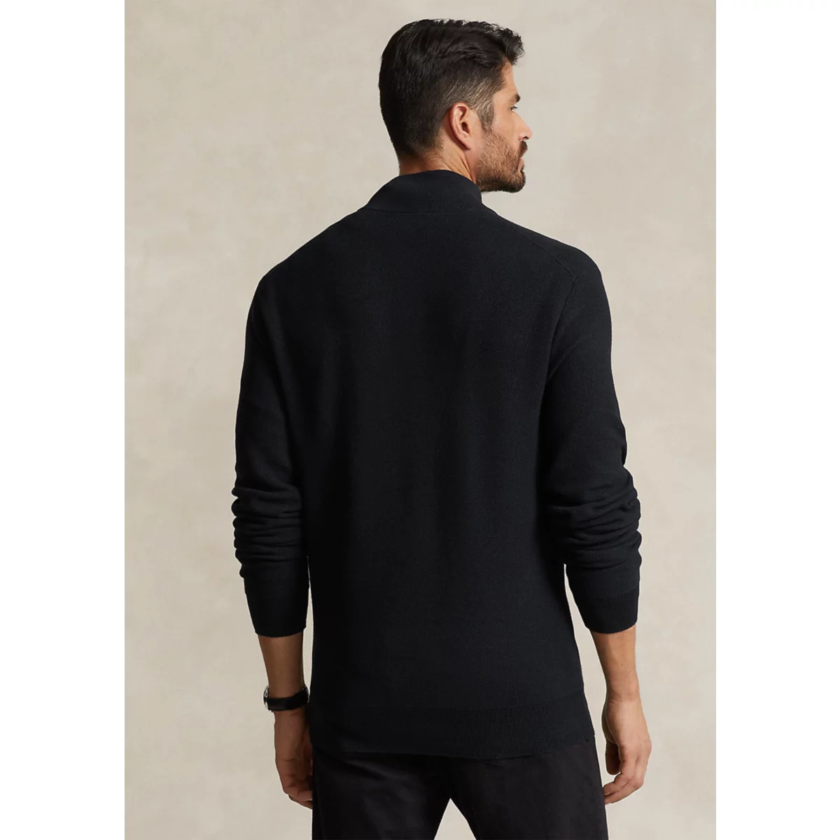 Big & Tall Mesh Knit Cotton Quarter Zip Sweater - 2