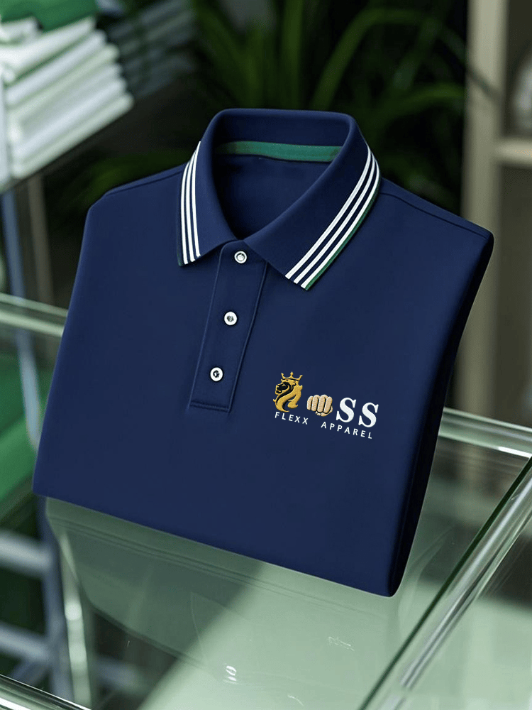 Camisa polo ejecutivo casual estampado de manga corta para hombre