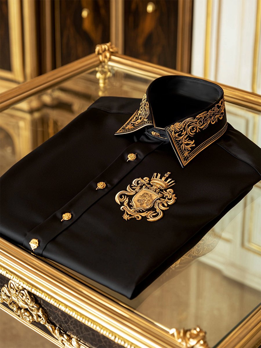 Camisa satén Luxe de manga larga con botones para hombre