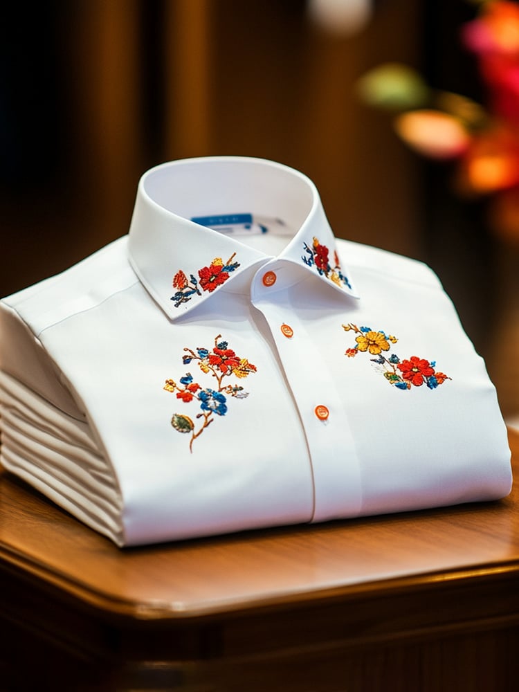 Camisa ejecutivo casual floral solapa de manga corta para hombre