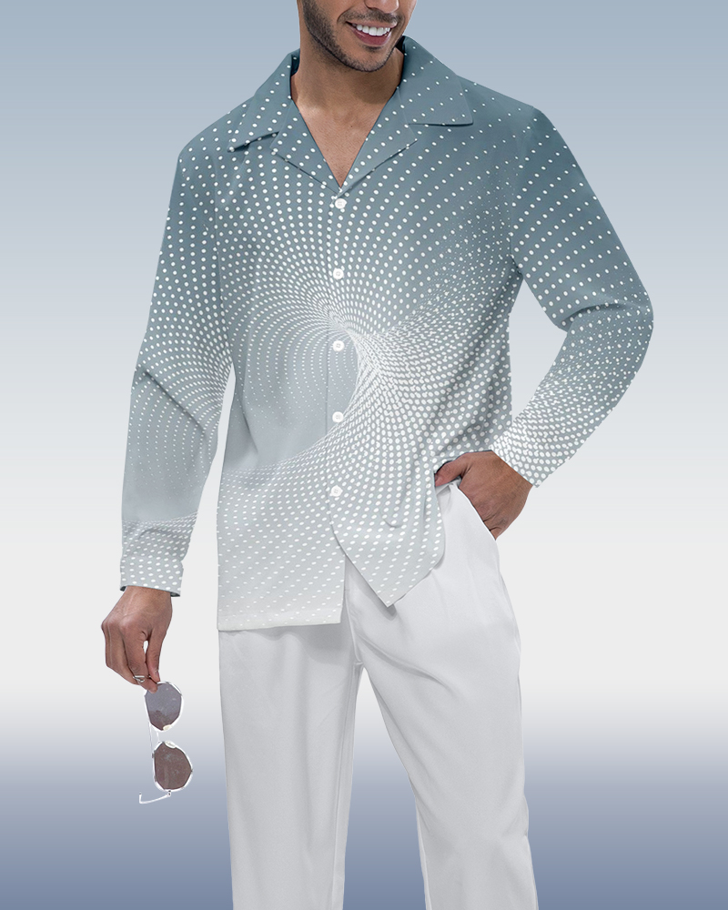 Camisa Suitmens Gradient Polka Dot de manga larga Walking Set 286 para hombre