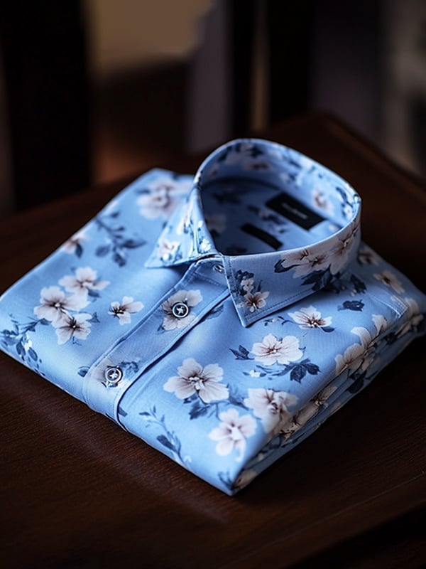 Camisa casual Watercolor floral estampado de manga larga para hombre