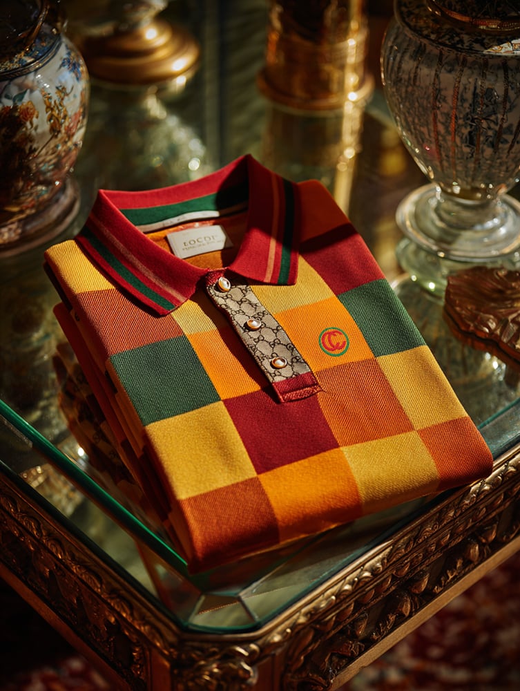 Camisa polo retro ejecutivo estampado de manga larga para hombre