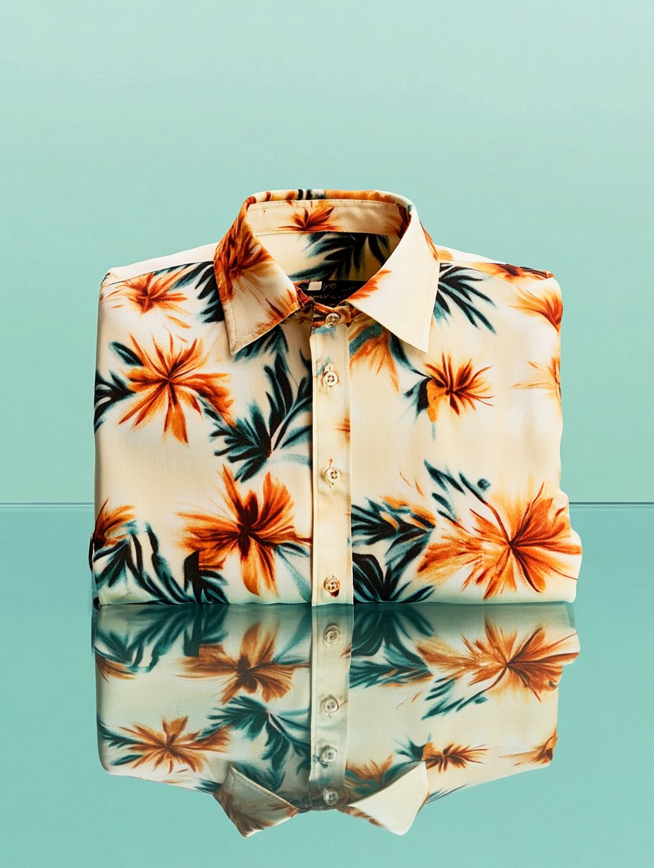 Camisa ejecutivo casual floral solapa de manga corta para hombre