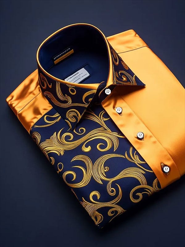 Camisa satén Luxe de manga corta Button para hombre