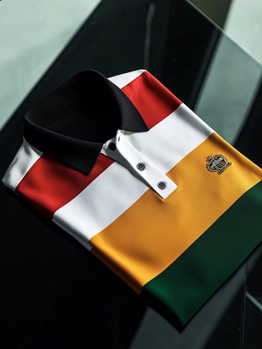 Camisa polo vintage ejecutivo de manga larga para hombre