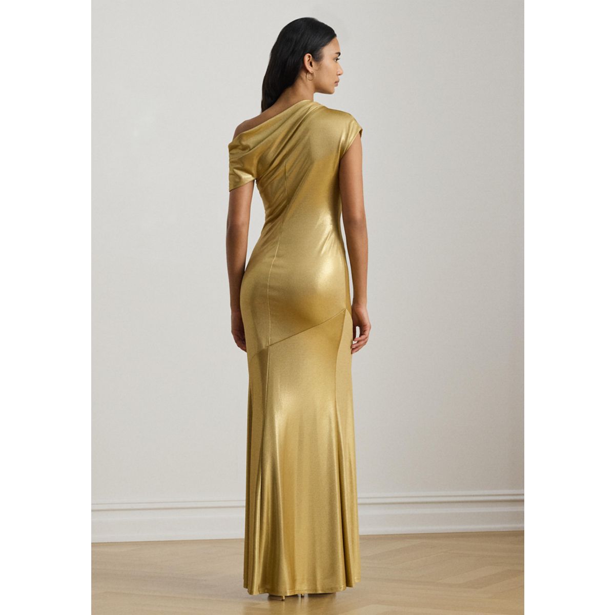 Women's Metallic Jersey Off-the-Shoulder Gown - 2