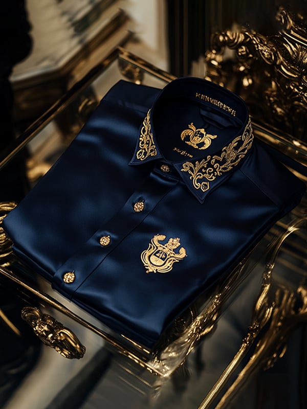 Camisa satén de lujo ejecutivo de manga corta para hombre