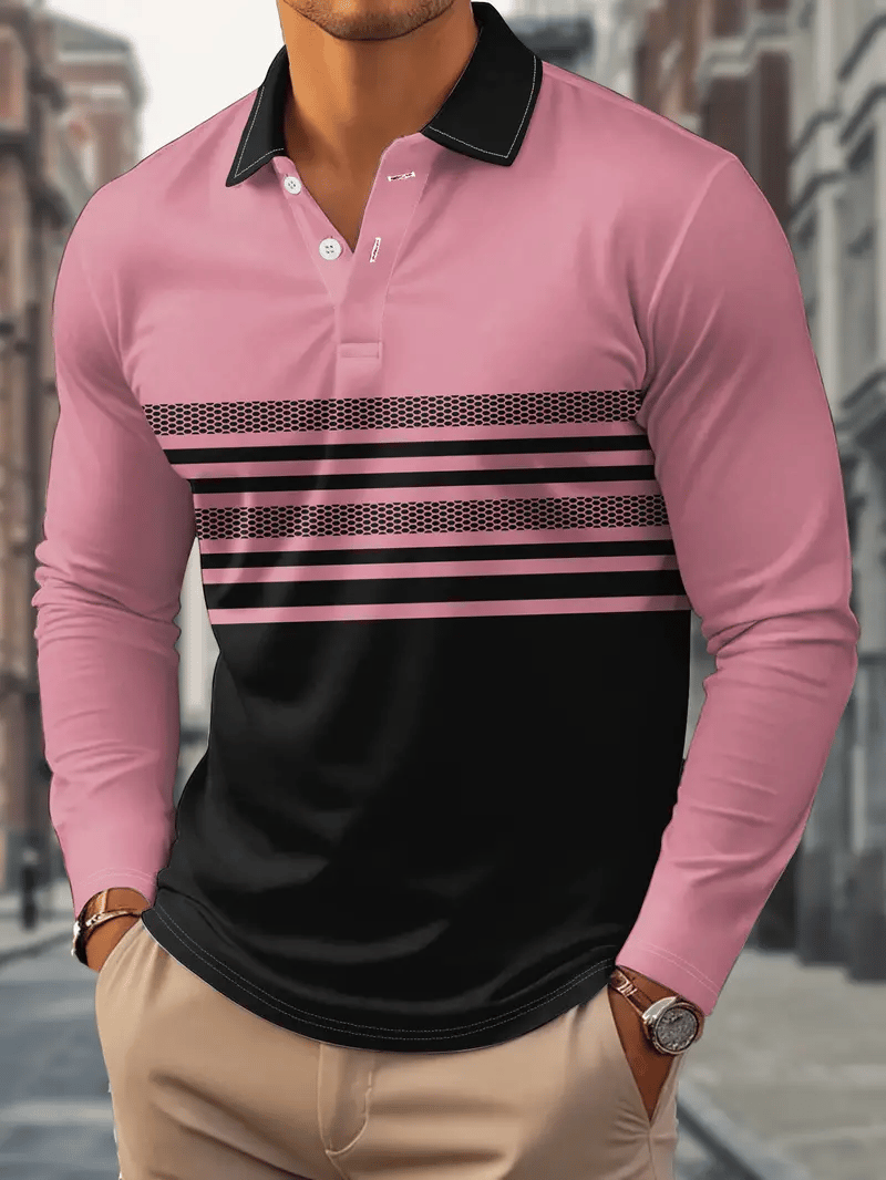 Ejecutivo casual a rayas con botones Polo para hombre