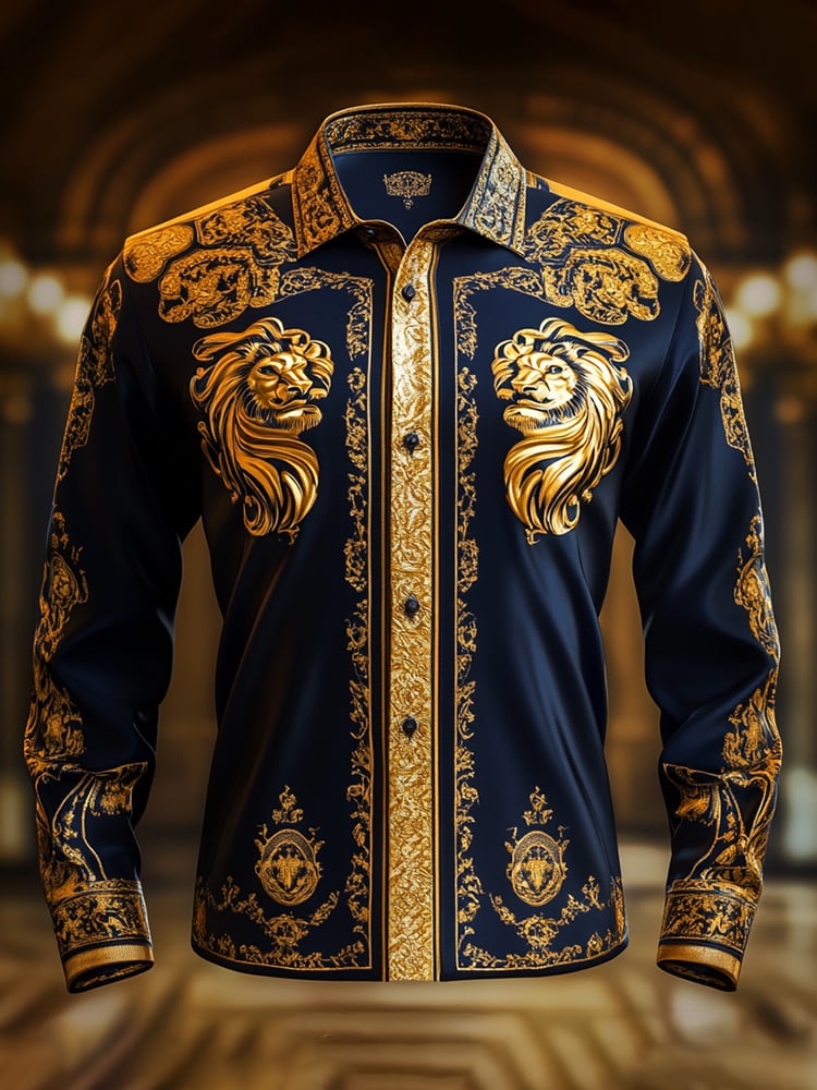 Camisa satén Luxe de manga larga con botones para hombre