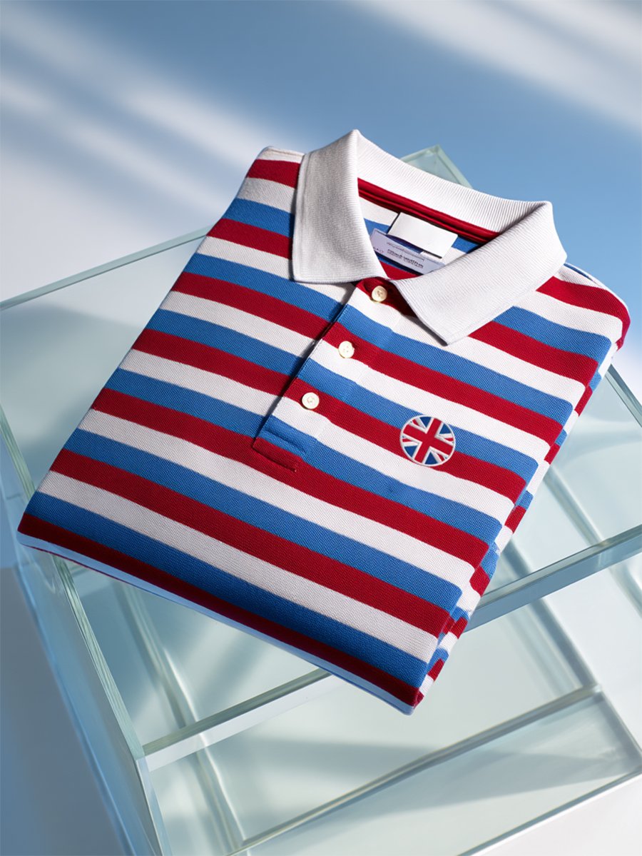 Camisa polo ejecutivo casual Union Jack Button de manga corta para hombre