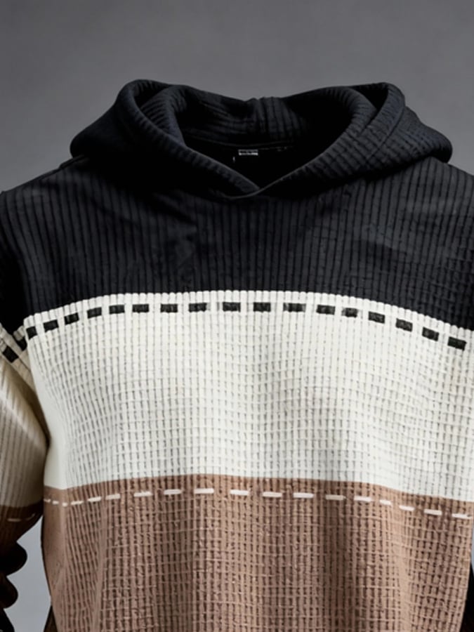 Sudadera retro en bloques de color estampado cierre para hombre