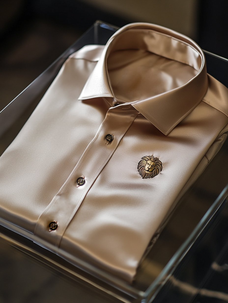 Camisa satén Luxe de manga larga con botones para hombre