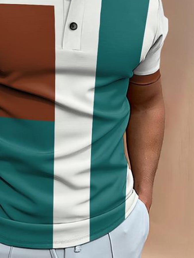 Camisa polo casual de moda Contrast Color de manga corta