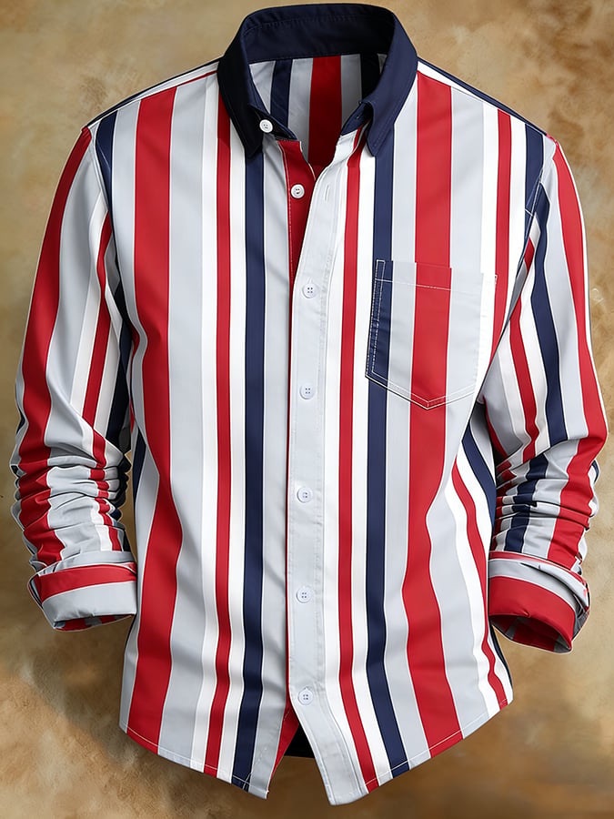 Camisa retro Abstract Art estampado Comfortable ejecutivo Style para hombre