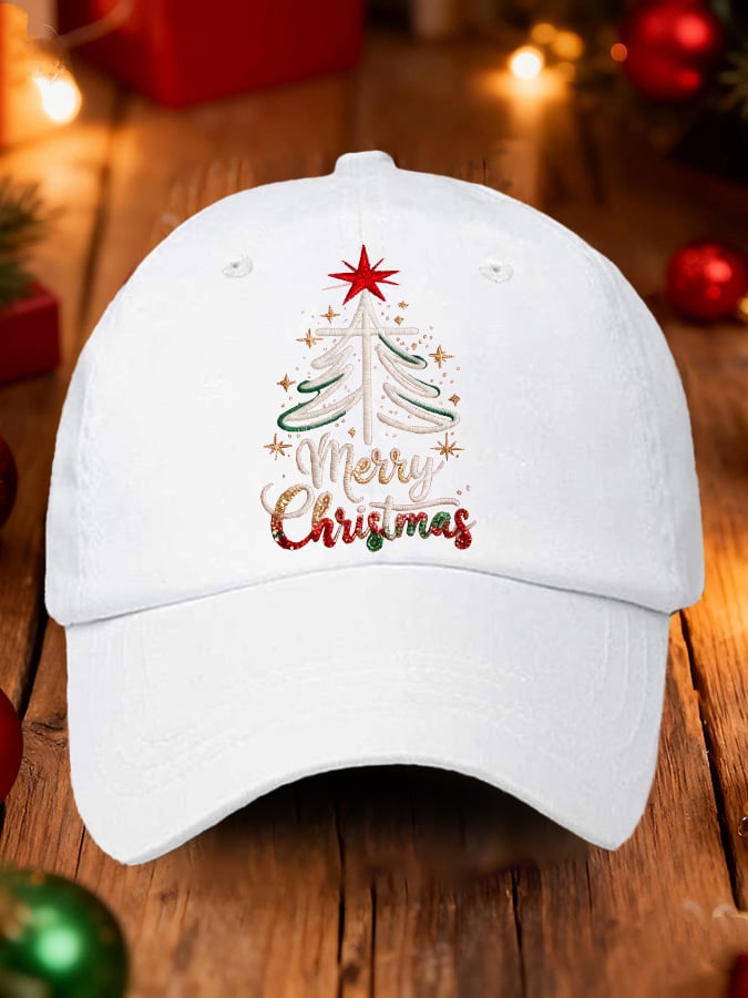 Gorras retro Merry Christmas Cross Christmas Tree estampado Baseball