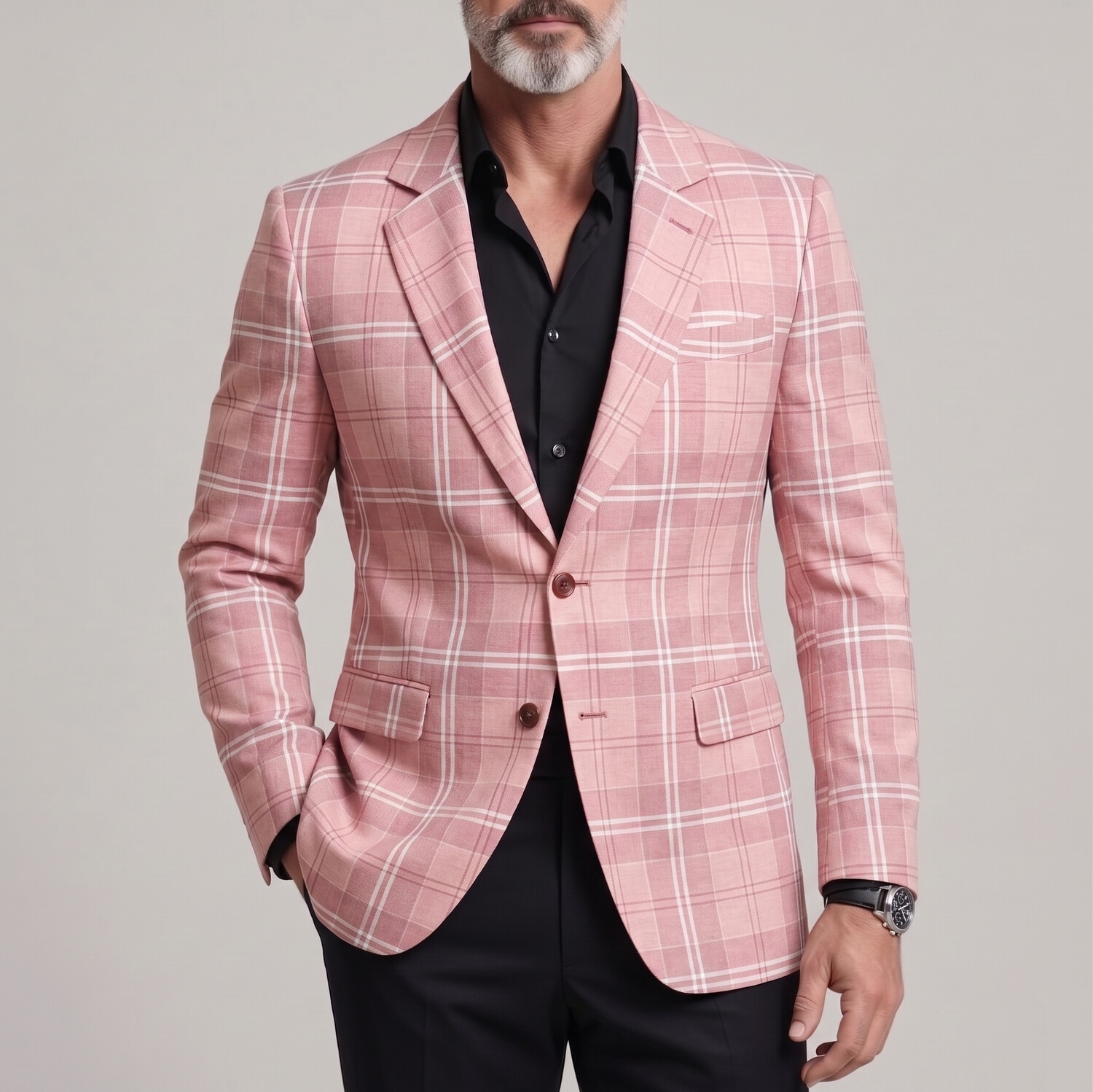 para hombre clásico Plaid Print Notch Lapel Two Button Slim ejecutivo casual saco