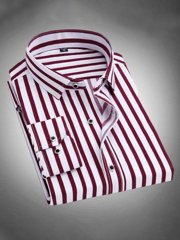 para hombre Stripe Print ejecutivo de manga larga camisa
