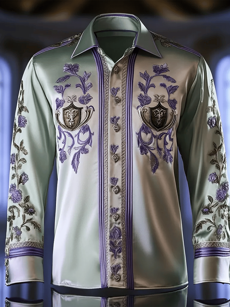 Camisa satén Luxe de manga larga con botones para hombre