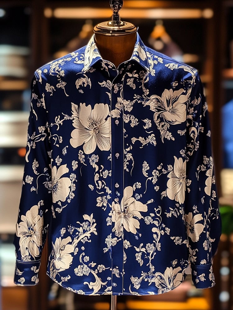 Camisa casual Abstract estampado de manga larga para hombre