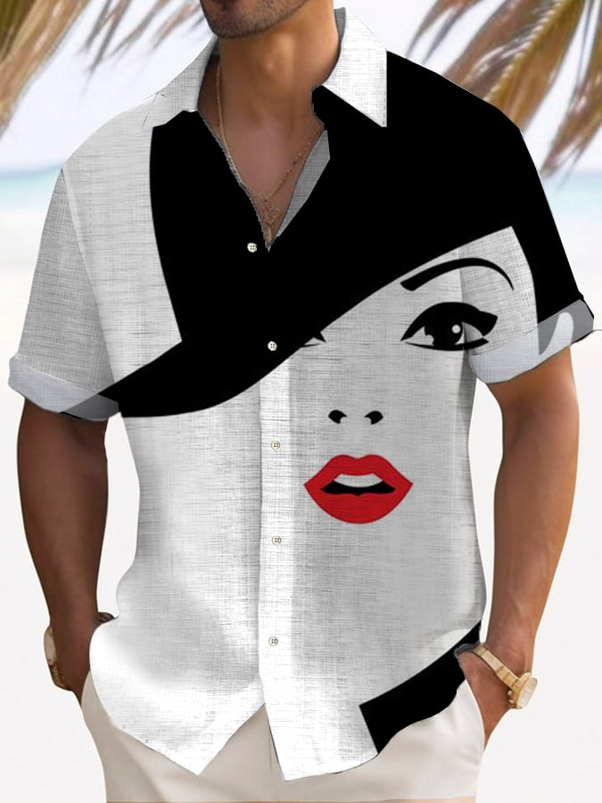 Camisa de moda Vacation Abstract Face para hombre