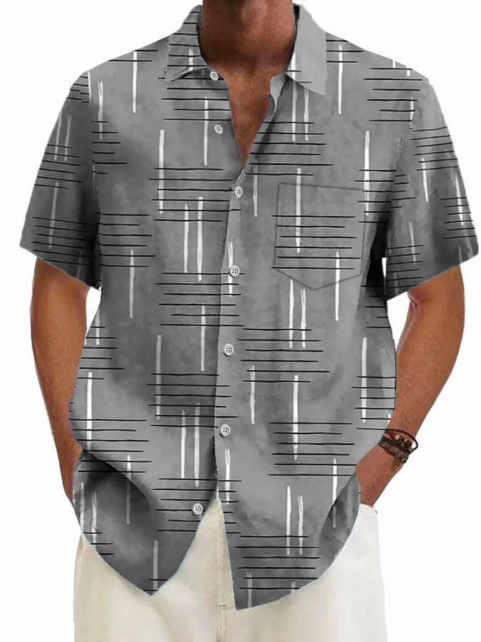 Abstract Textured estampado Pockecamiseta para hombre