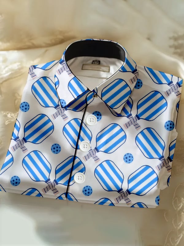 Camisa casual Pickleball estampado de manga corta
