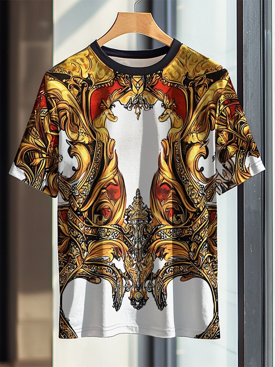 Camiseta ejecutivo de lujo estampado de algodón de manga corta para hombre
