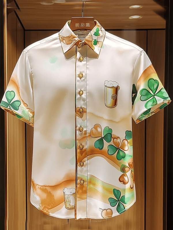 Camisa ejecutivo Luxe estampado de manga corta para hombre