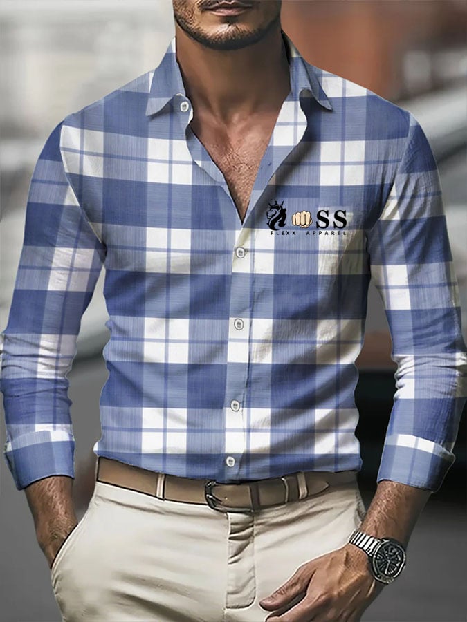 Camisa casual ejecutivo LOGO design estampado de manga corta para hombre