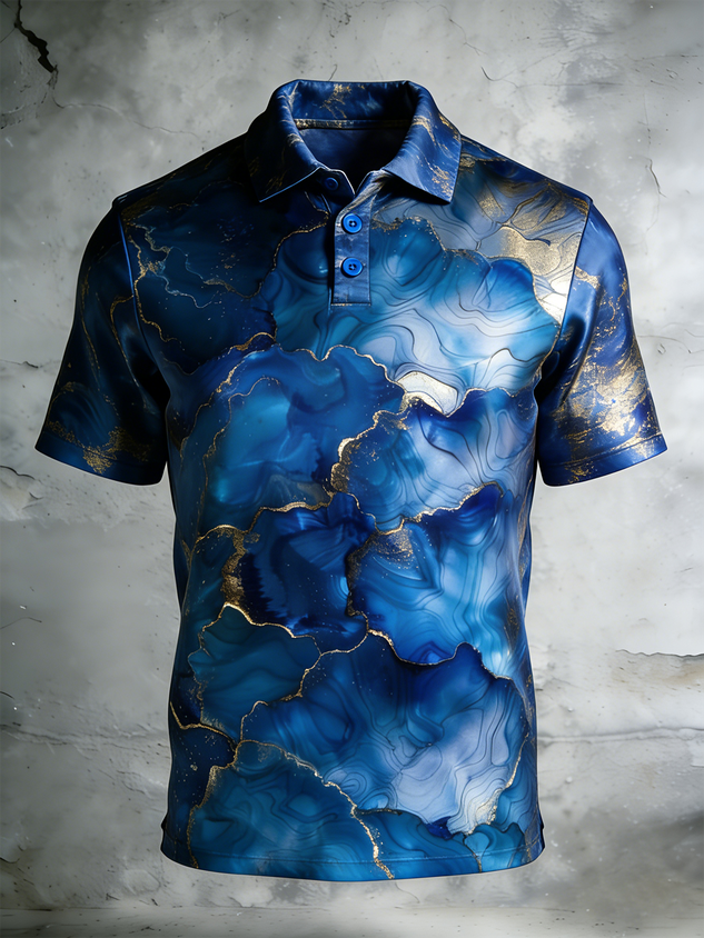 Moisture Wicking 3D degradado Abstract rayas de manga corta Golf Polo
