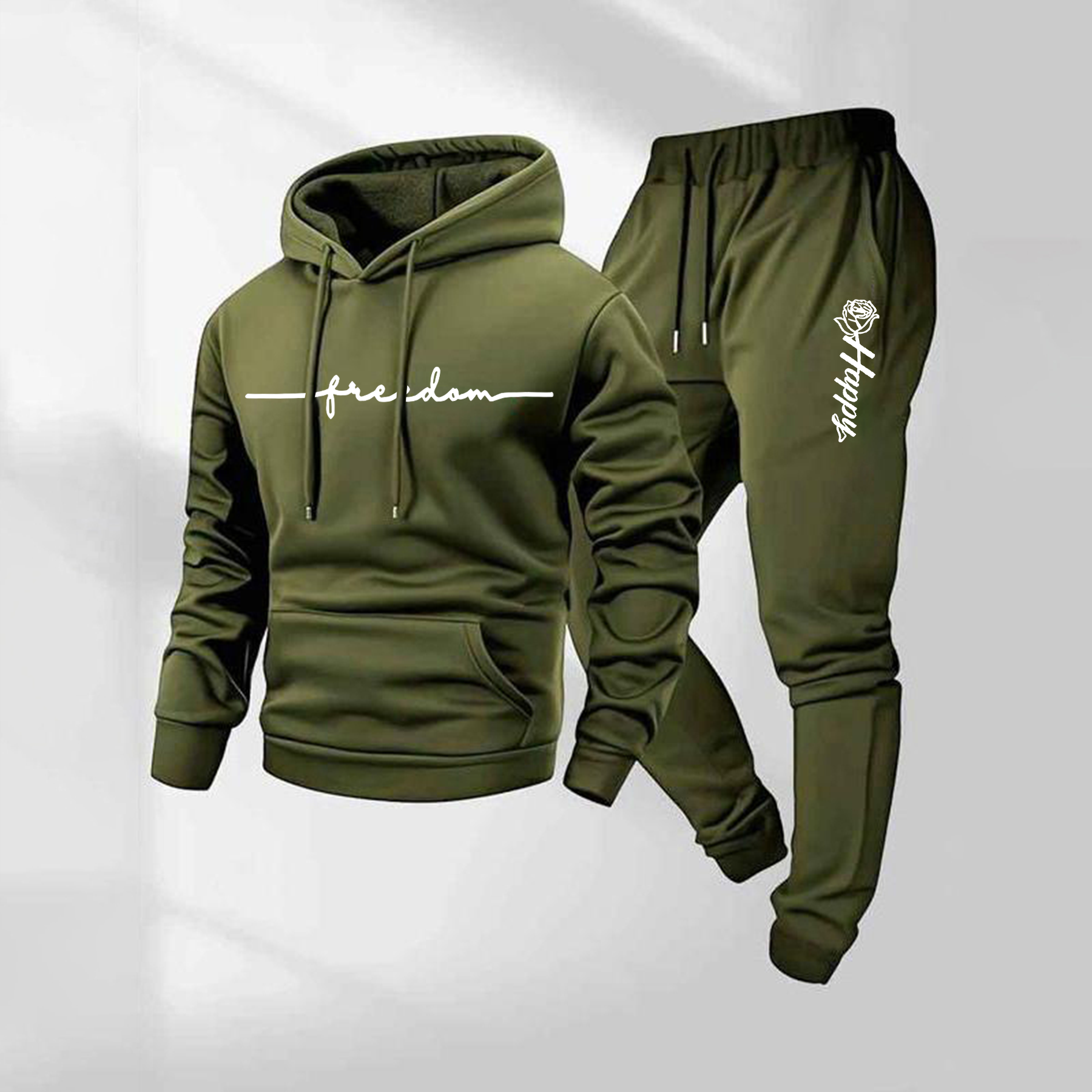 Sudadera con capucha Rose Pattern estampado and Drawstring Sweatpantalón Set, Menswear, casual Athletic de manga larga Hooded chaqueta & Trousers for Fall & Winter, Clothing for para uso diario Wear, Sportswear Indoor para exterior, Tracksuit, Athleisure para hombre