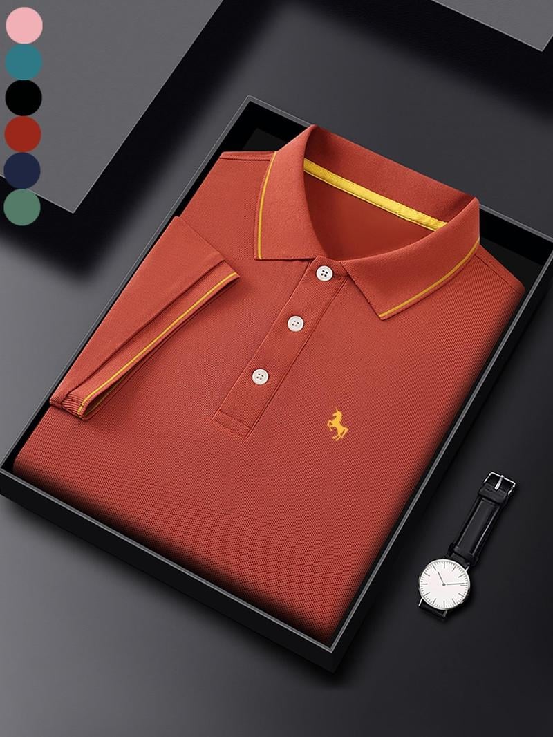 Camisa polo ejecutivo casual Logo Button de manga corta para hombre