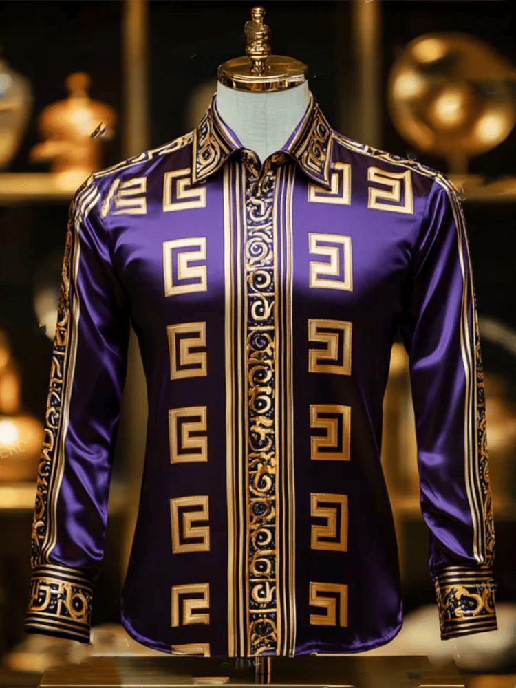 Camisa satén Luxe de manga larga con botones para hombre