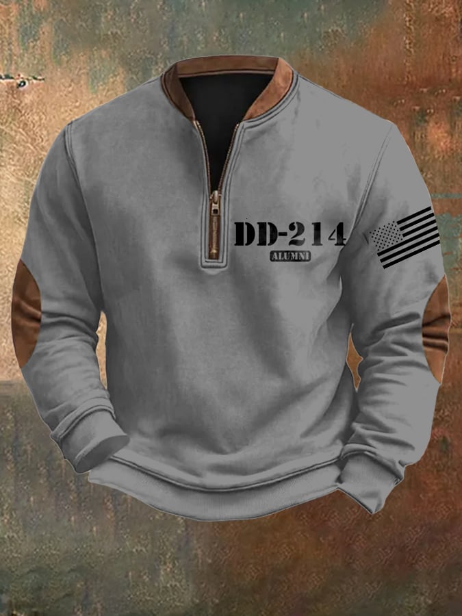 Sudadera retro Veteran Zip cuello para hombre
