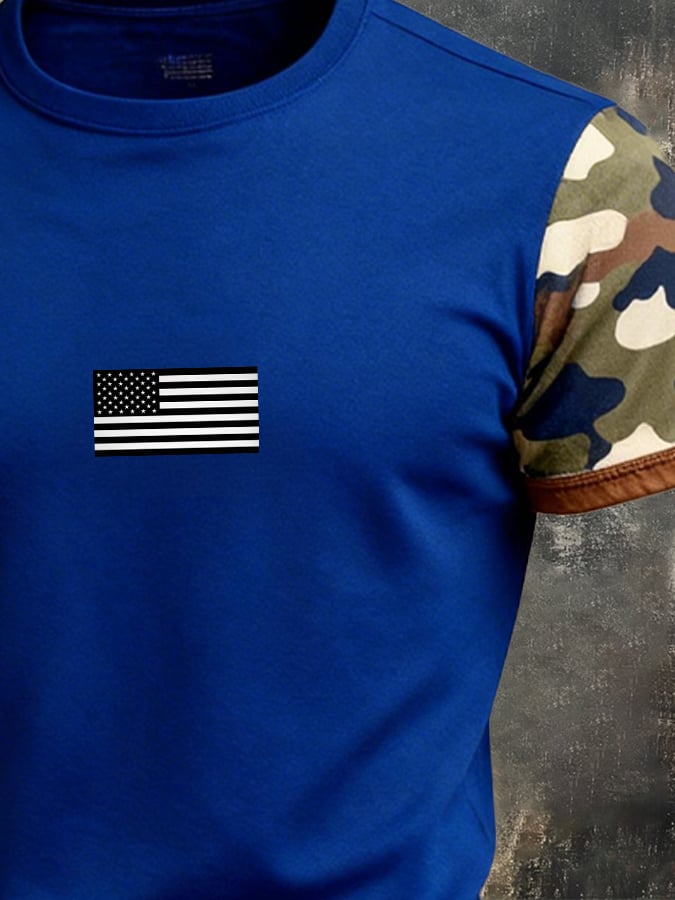 Camiseta retro Patriot camuflaje Patchpara trabajo para hombre