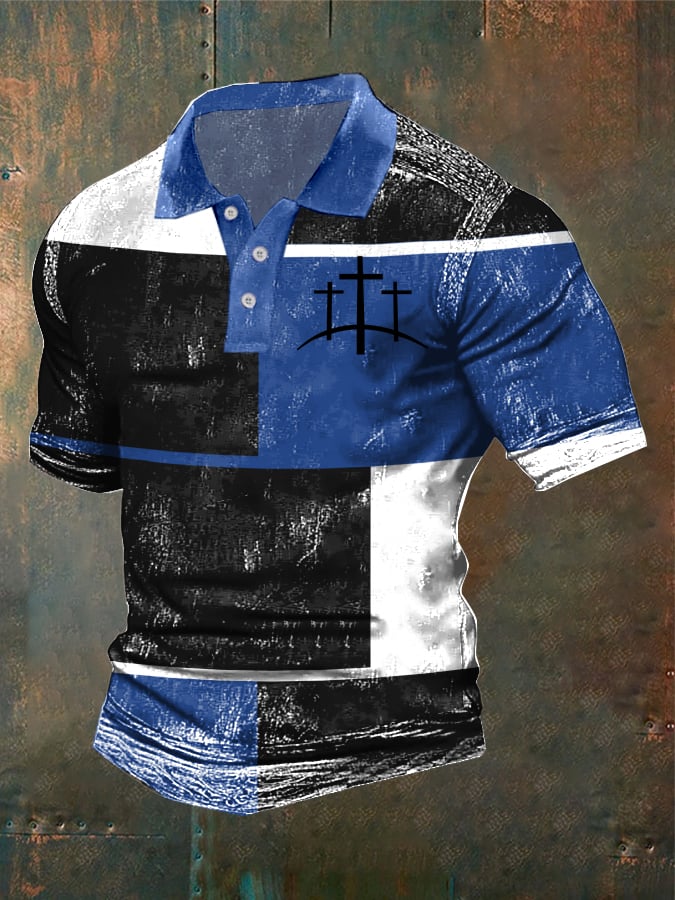 Casual retro Contrast Color Faith Polo para hombre