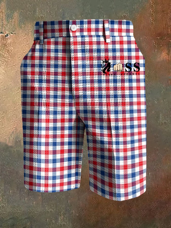 Pantalón casual a cuadros Waffle para hombre