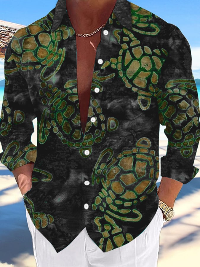 Camisa Hawaii Turtles estampado de moda Vacation And casual (With Pockets) para hombre