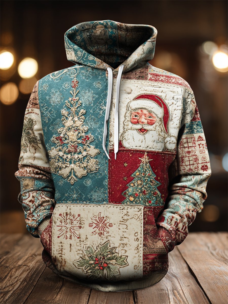 Sudadera vintage Christmas con gorrasucha para hombre