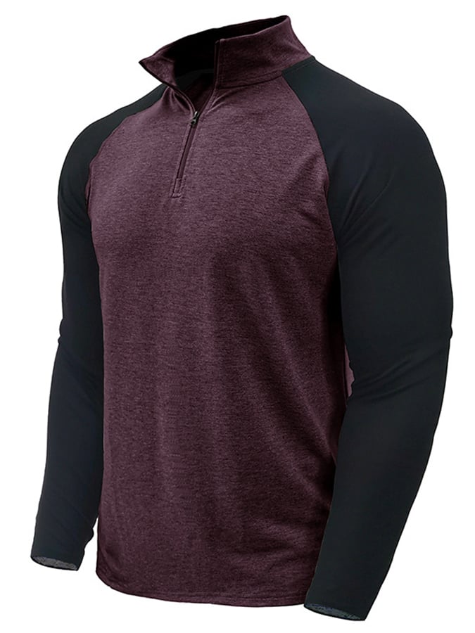 Camisa polo Sports casual Colorblocking de manga larga Half Zip
