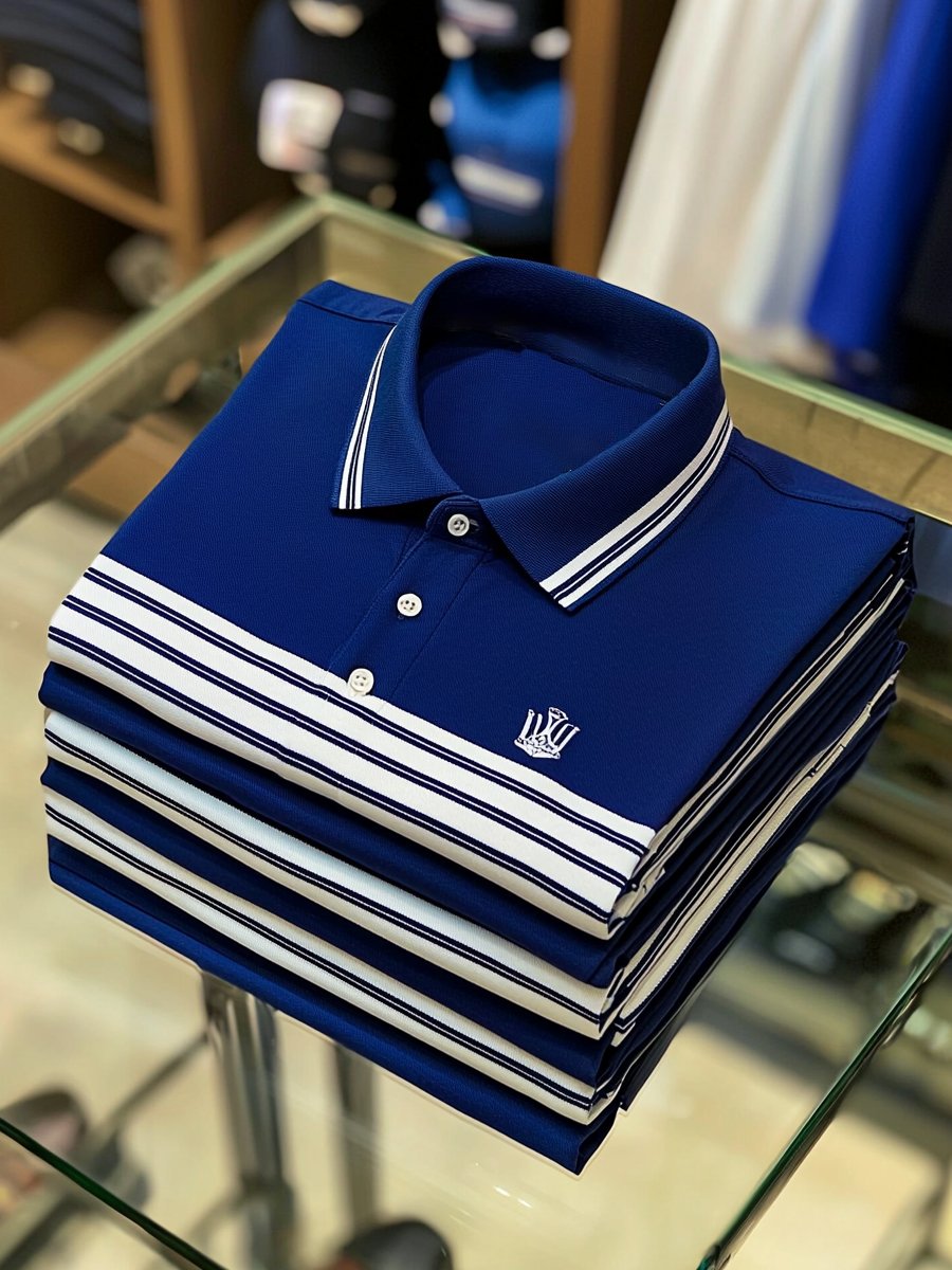Camisa polo vintage ejecutivo de manga larga para hombre