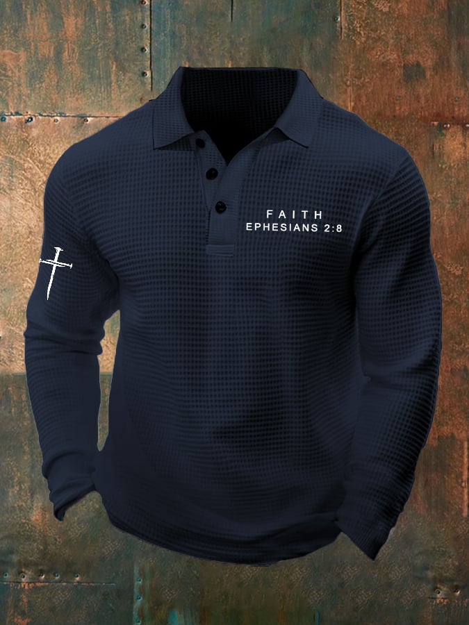 Camisa Faith estampado Waffle casual para hombre