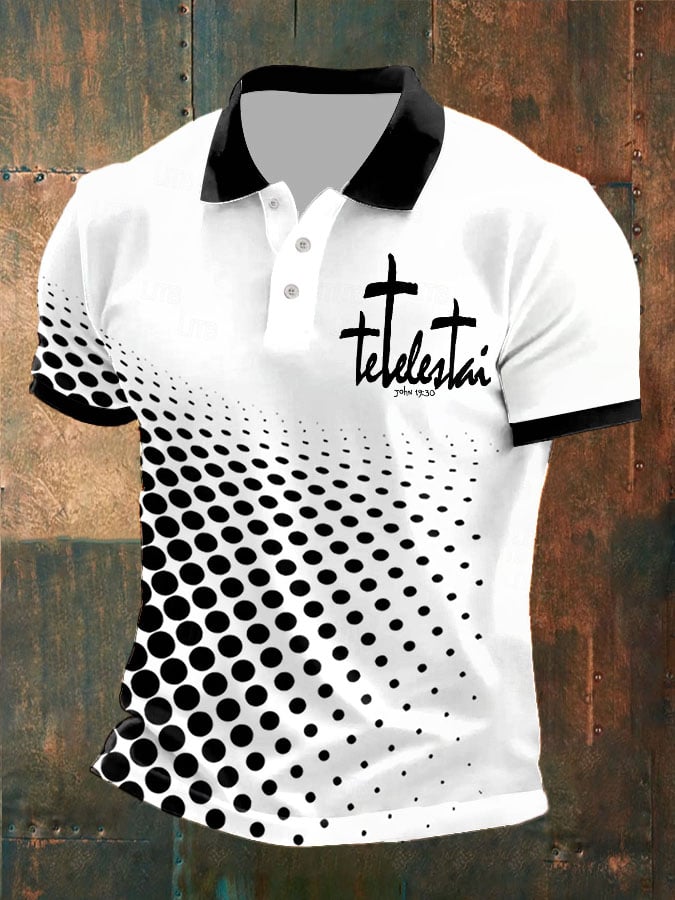Camisa polo Man's retro It Is Finished John 19:30 estampado