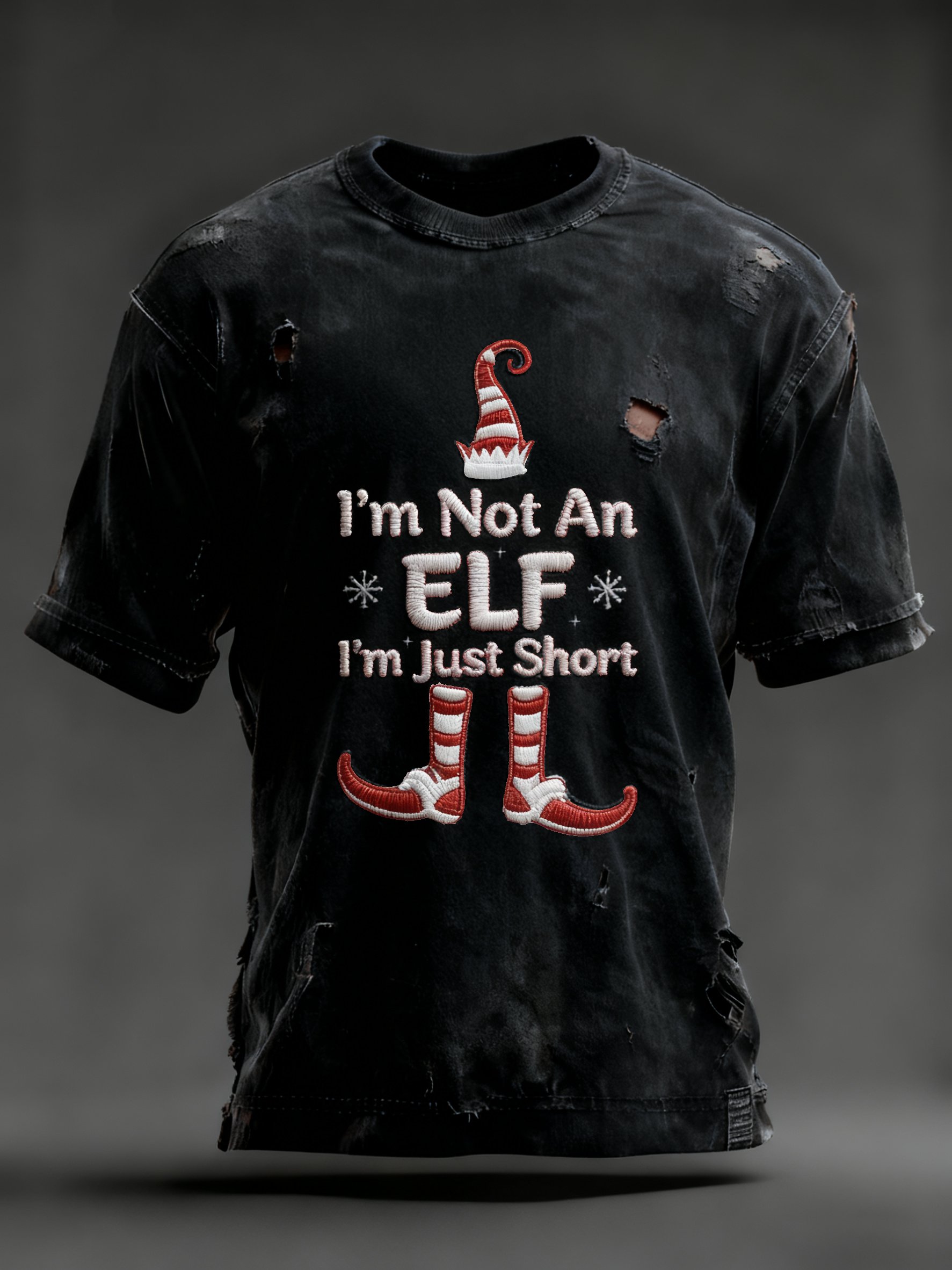 Christmas Fun Slogan estampado cuello redondo Top para hombre